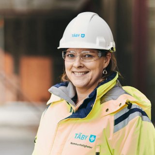Linda Hårdén, projektledare på Täby Kommun. Hägerneholmsskolan, Täby, vars stomme levereras av Strängbetong.